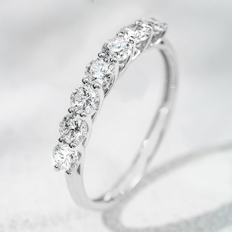 10K белое золото выращенный бриллиант кольцо-Seven-princess 1.003ct AuDR1033282W-23-3.3mm