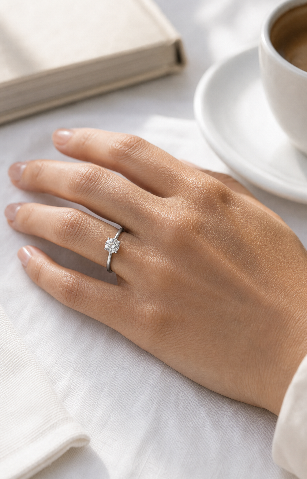 10K белое золото выращенный бриллиант кольцо 1.026ct AuDR1033284W-1
