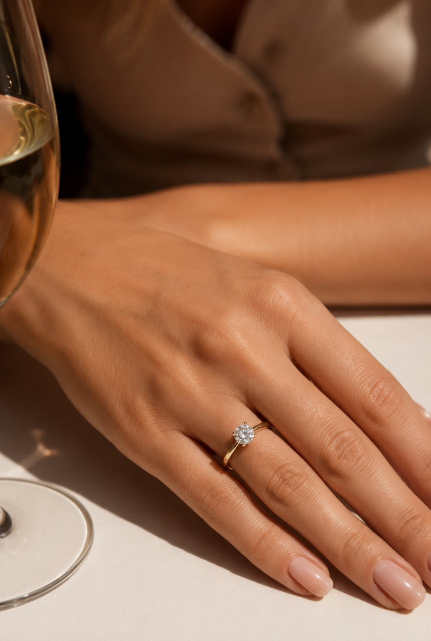 10K желтое золото выращенный бриллиант кольцо 1.026ct AuDR1033284Y-19